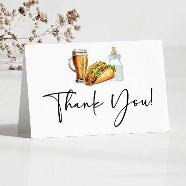 Tacos Brews and Diapers Too! Baby Shower Thank You Card