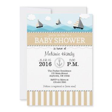Tan Beige Blue Nautical