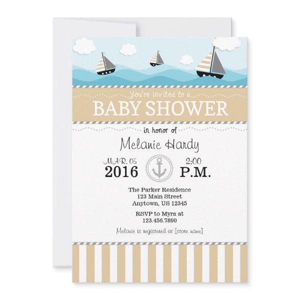 Tan Beige Blue Nautical