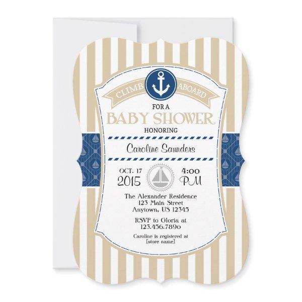 Tan Beige Blue Nautical