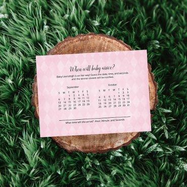 Tan Bunny Pink Baby Arrival Prediction Game Enclosure Card
