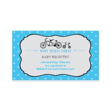 Tandem Bicycle Baby Shower Registry Card