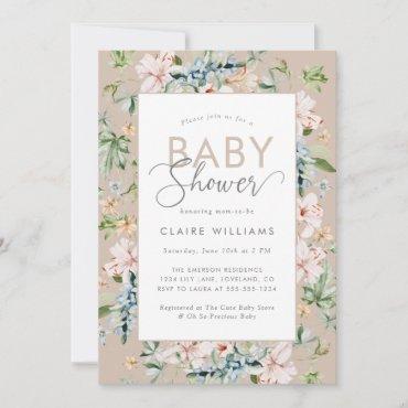 Taupe Boho Chic Watercolor Floral