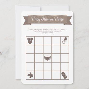 Taupe Sand Baby Shower Bingo Game Double Sided