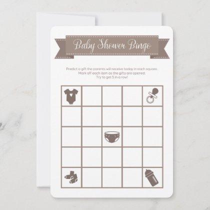 Taupe Sand Baby Shower Bingo Game Double Sided Invitation