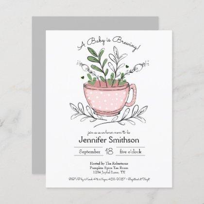 Tea Cup Tea Party Baby Shower Budget Invitations