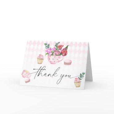 Tea Party Flowers baby shower thank you