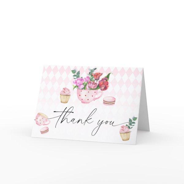 Tea Party Flowers baby shower thank you