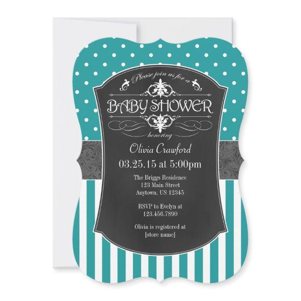 Teal Aqua Blue Chalkboard Stripes