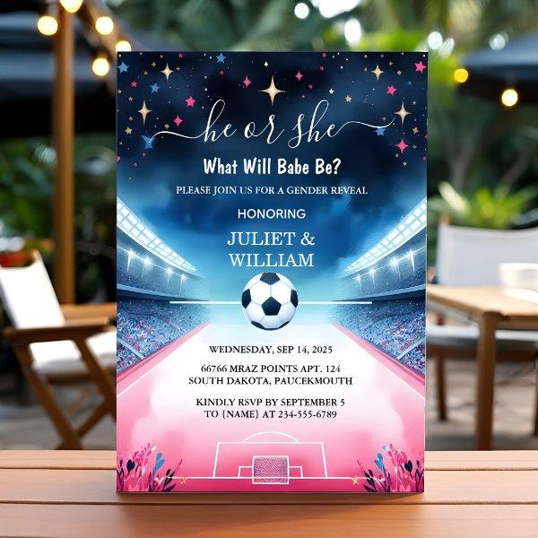 Team Ball Pitch Fun Soccer Field Gender Reveal