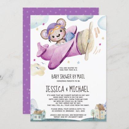 Teddy Bear Airplane | Baby Shower by Mail Invitation