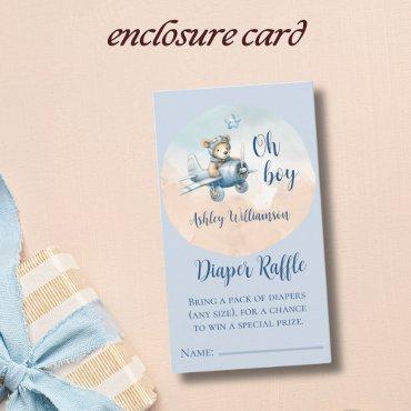 Teddy Bear Aviator Diaper Raffle for Baby Shower  Enclosure Card