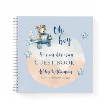 Teddy Bear Aviator Oh Boy Baby Shower Notebook