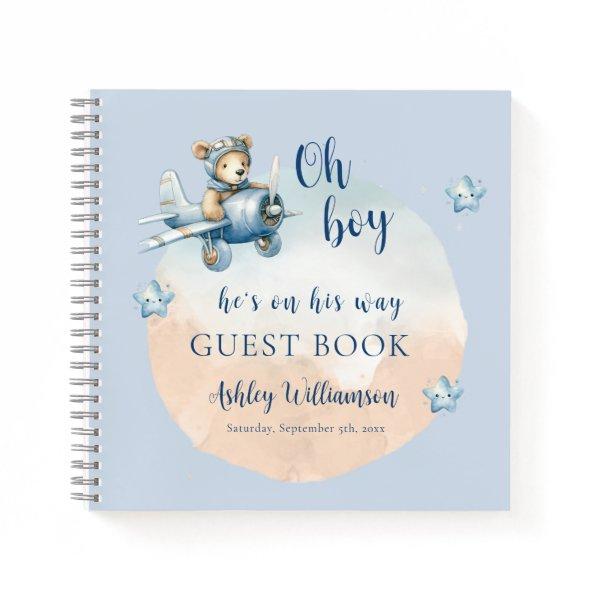 Teddy Bear Aviator Oh Boy Baby Shower Notebook