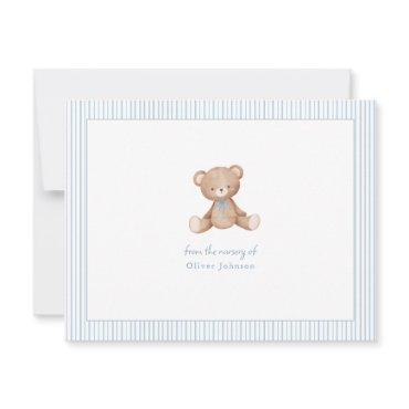 Teddy Bear Baby Boy Baby Shower  Note Card