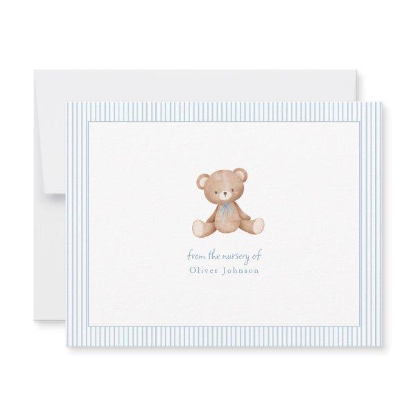 Teddy Bear Baby Boy Baby Shower  Note Card