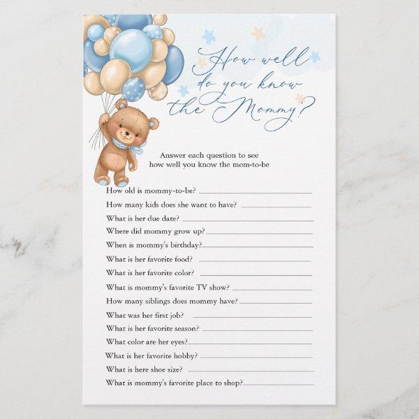 Teddy Bear Baby Shower Game Who Knows Mommy Best