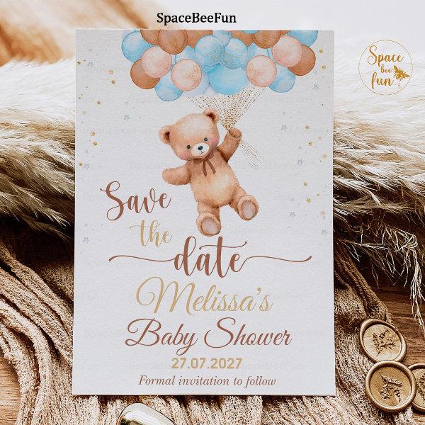 Teddy Bear Baby Shower Save The date We Can Bearly