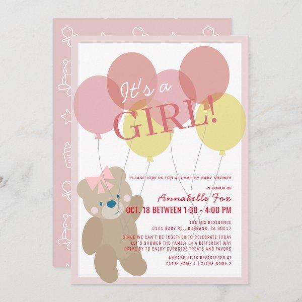 Teddy Bear Balloon Pink Girl Drive-by