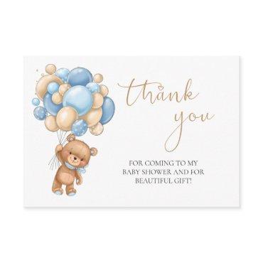 Teddy Bear Blue Balloons Baby Shower Thank You Enclosure Card