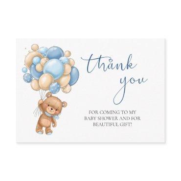 Teddy Bear Blue Balloons Baby Shower Thank You Enclosure Card