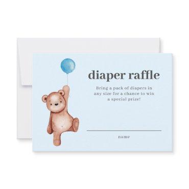 Teddy Bear Boy Baby Shower Diaper Raffle Insert