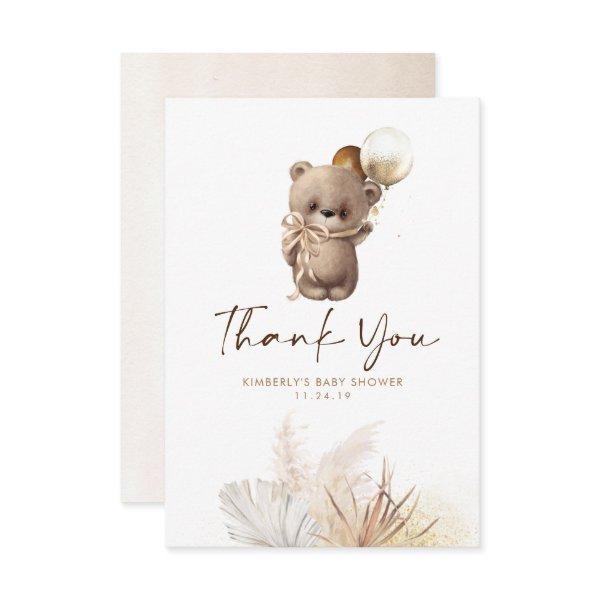 Teddy Bear Cute Gold Brown Baby Shower Thank You