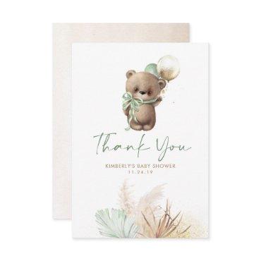 Teddy Bear Cute Sage Green Baby Shower Thank You