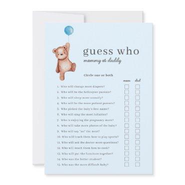 Teddy Bear Guess Who Baby Shower Game