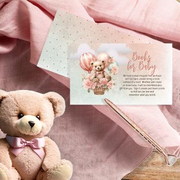 Teddy Bear Pink Balloon Baby Shower Books for Baby Enclosure Card