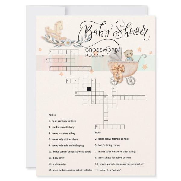 Teddy Bear & Rocking Horse Crossword Puzzle Card