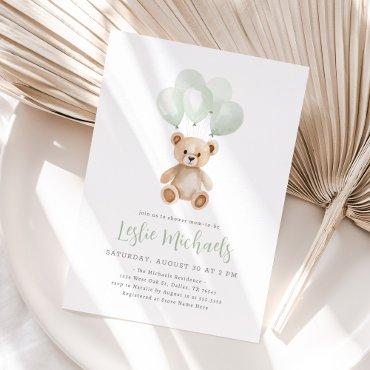 Teddy Bear Sage Green Balloon