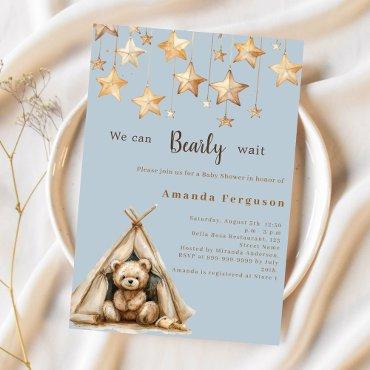 Teddy bear stars teepee blue