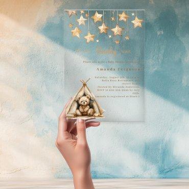 Teddy bear stars tent boho clear Baby Shower Acrylic