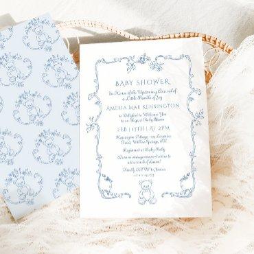 Teddy bear Vintage frame Toile