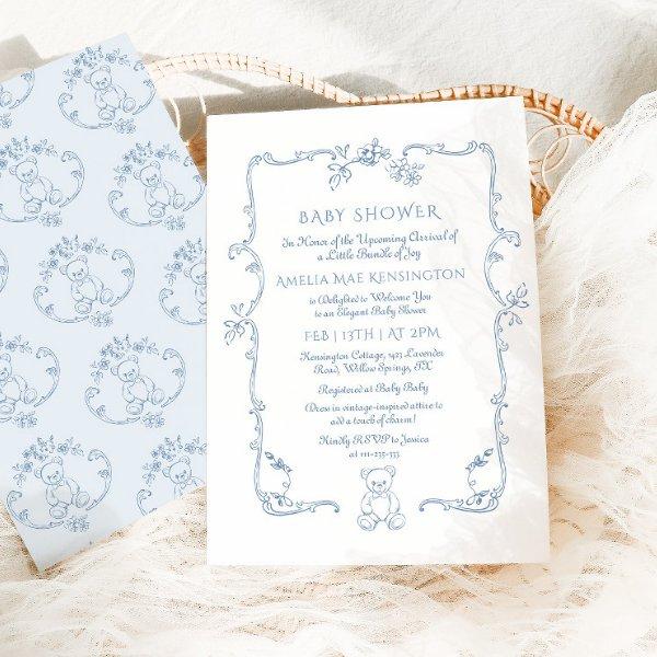 Teddy bear Vintage frame Toile