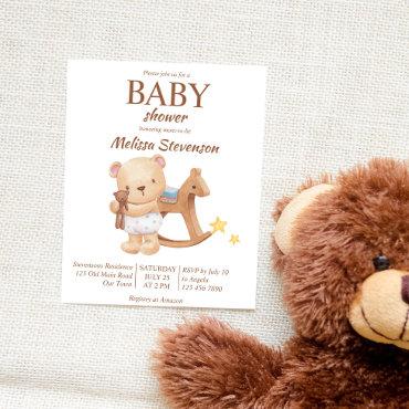 Teddy bear vintage toys baby shower budget invite