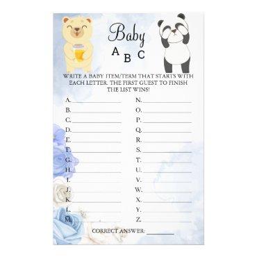 Teddy Bears Baby ABC Shower Game card Flyer
