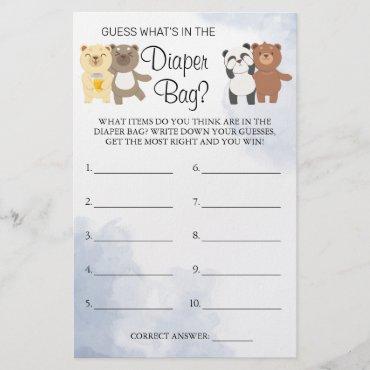 Teddy Bears What's in the diaper bag shower game Flyer