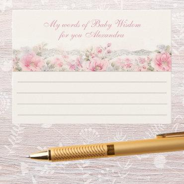 Teddy Pink Floral Shabby Chic Girl Baby Shower Enclosure Card