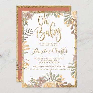 Terracotta gold border chic floral