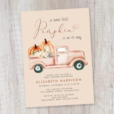 Terracotta Pumpkin Vintage Truck Baby Girl Shower