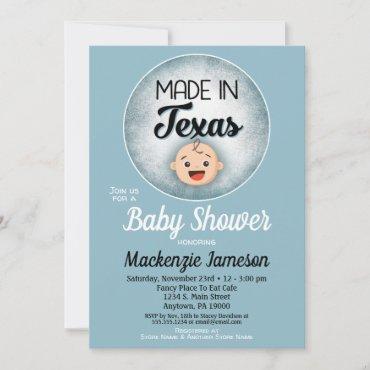 Texas Baby Shower Funny Blue Boys Invitation