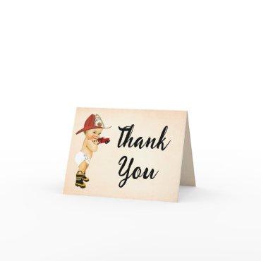Thank You Card Little Firefighter Baby Shower