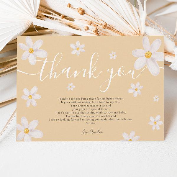 Thank you cute daisy watercolor gold