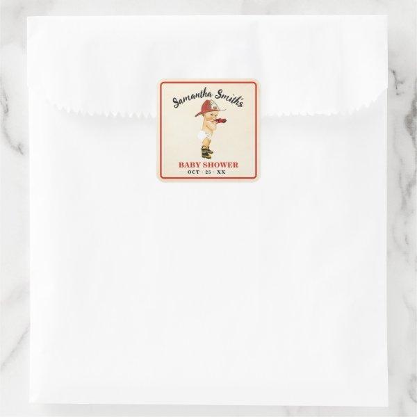 Thank You for Coming Baby Firefighter Baby Shower Square Sticker