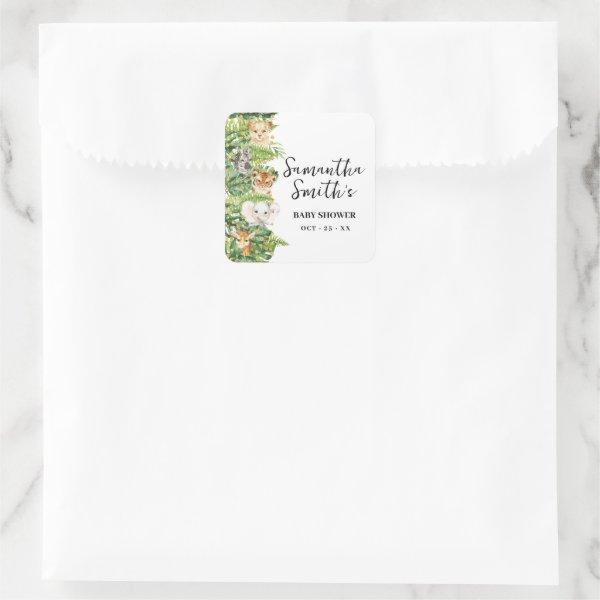 Thank You for Coming Safari Animals Baby Shower Square Sticker