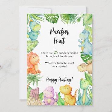 The Pacifier Hunt Dinosaur Baby Shower Game Card