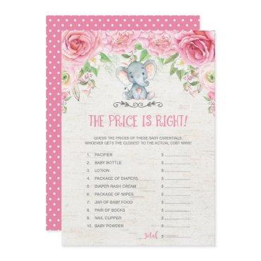 The Price is Right Pink Elephant Baby Shower Game