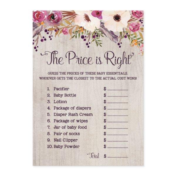 The Price is Right Rustic Baby Shower Game